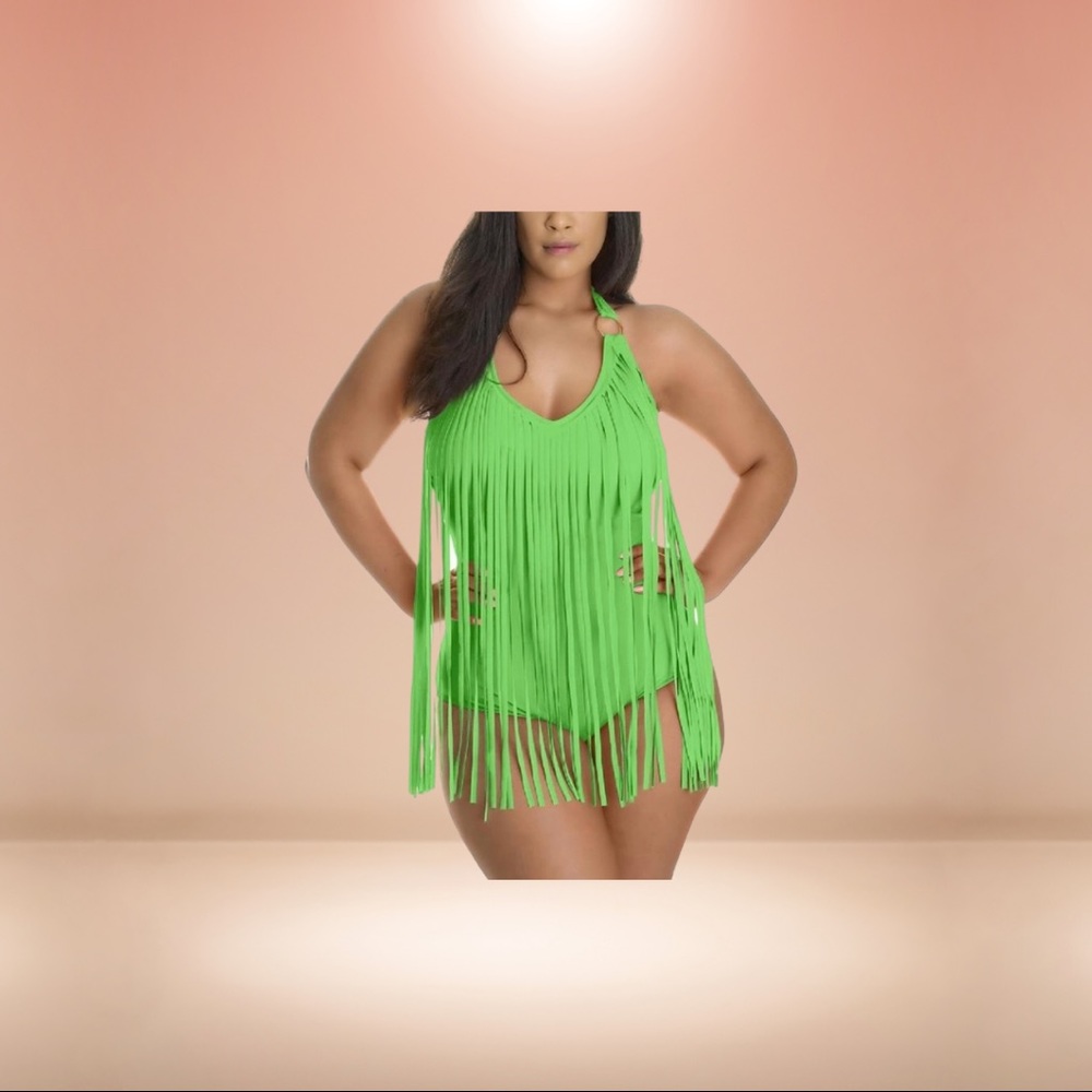 Curvy Plus Neon Swimsuit (Green Only)